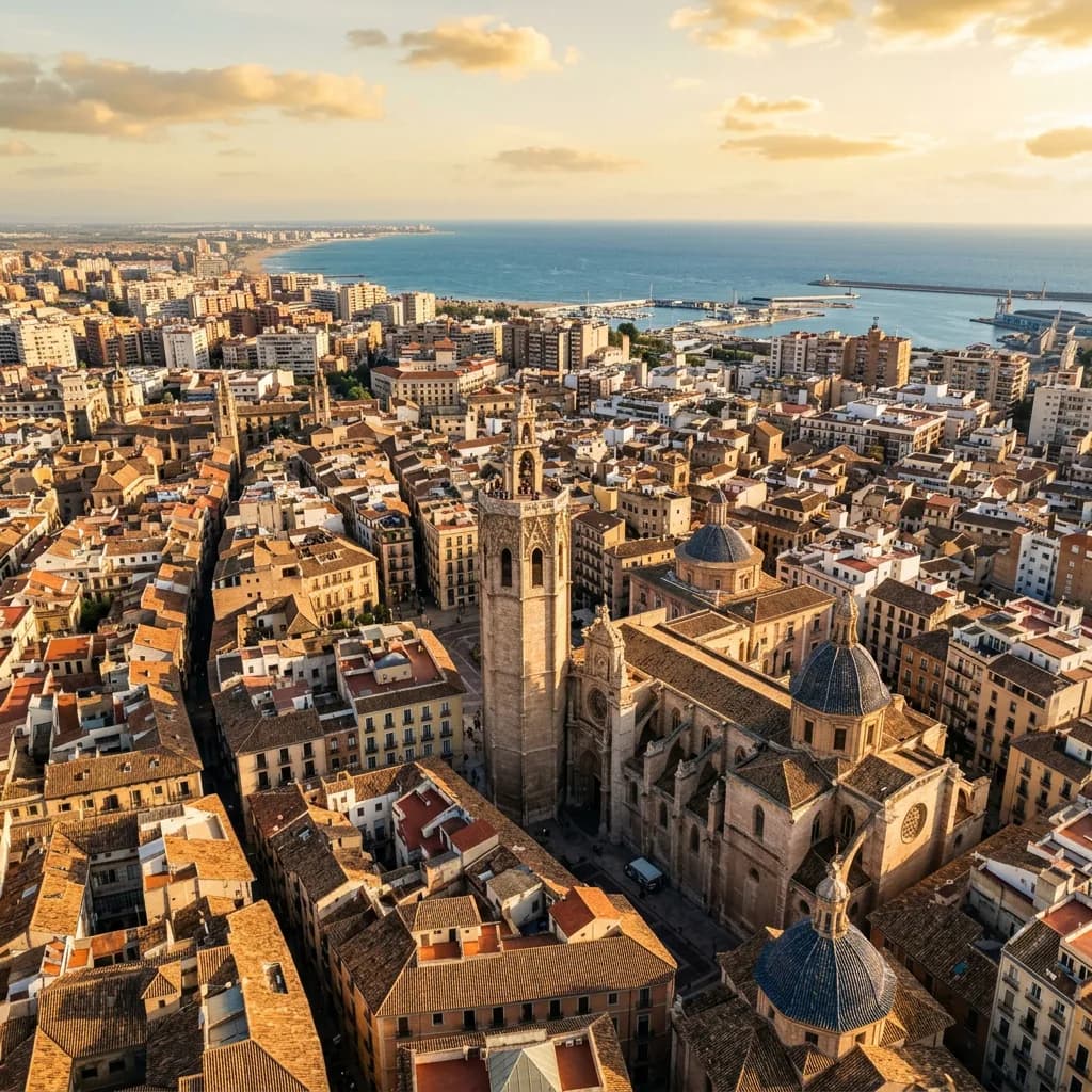Vista de Valencia al atardecer