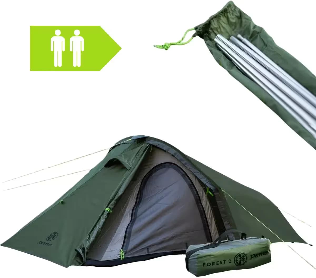 Camping Trekking Tent - 2 person, complete product view