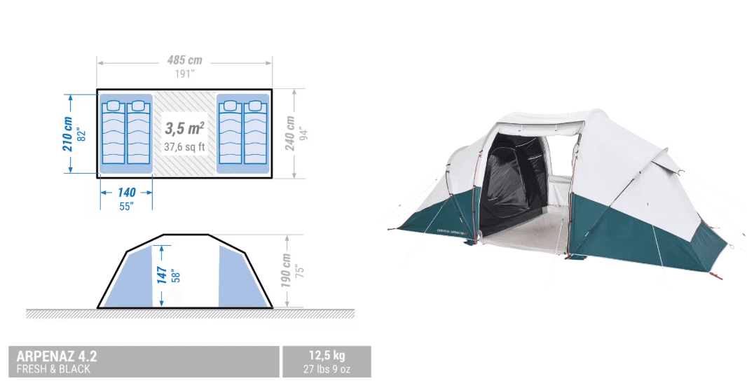 Camping Family Tent - Model 2, complete product view