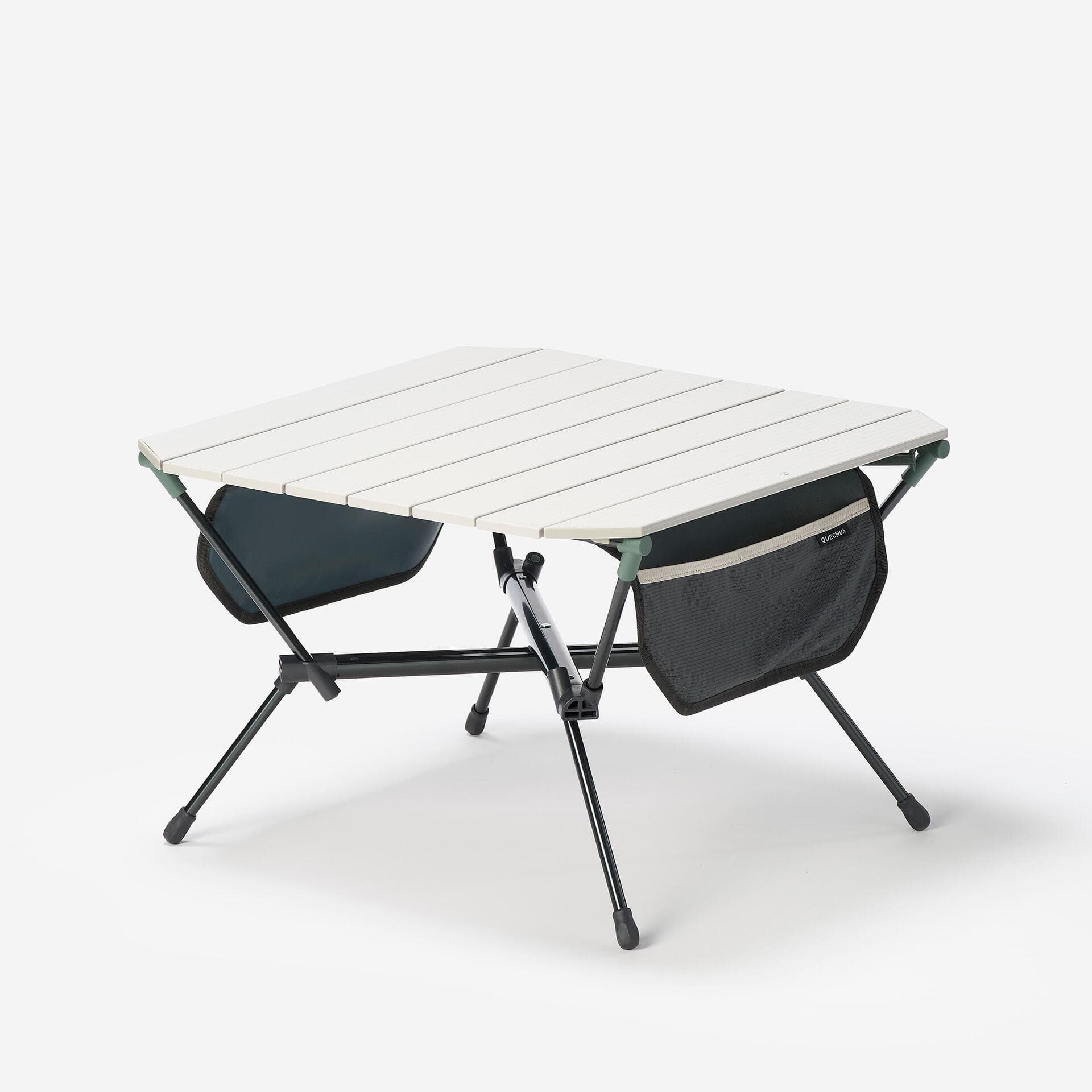 Compact light grey Quechua camping table for two people