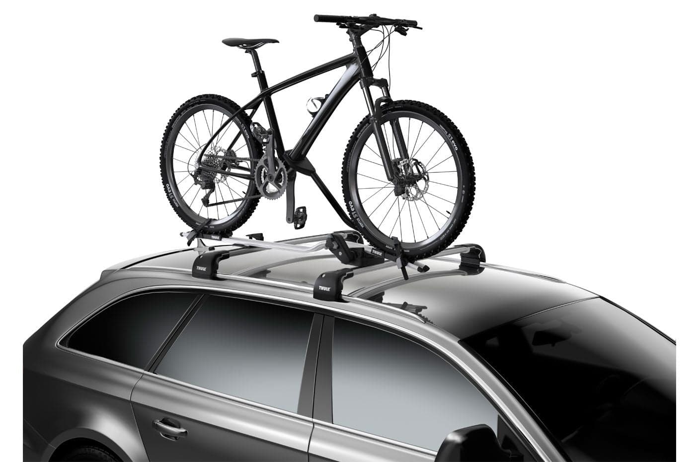 Thule ProRide 598 upright roof bike carrier in black and aluminium
